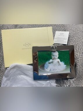 Lenox Silver Baby Frame with Crown Accent